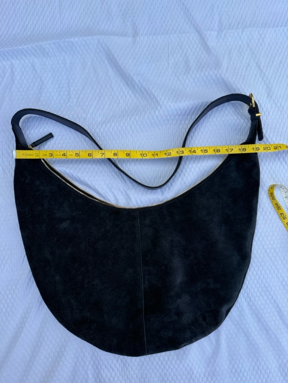 MADEWELL Dark Blue Suede Shoulder and cross body Bag with Gold Hardware - Picture 10 of 13